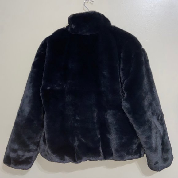 Nike Sportswear Womens Black Fossil Faux Fur Full Zip Jacket Size DO3791-010 - Picture 4 of 15